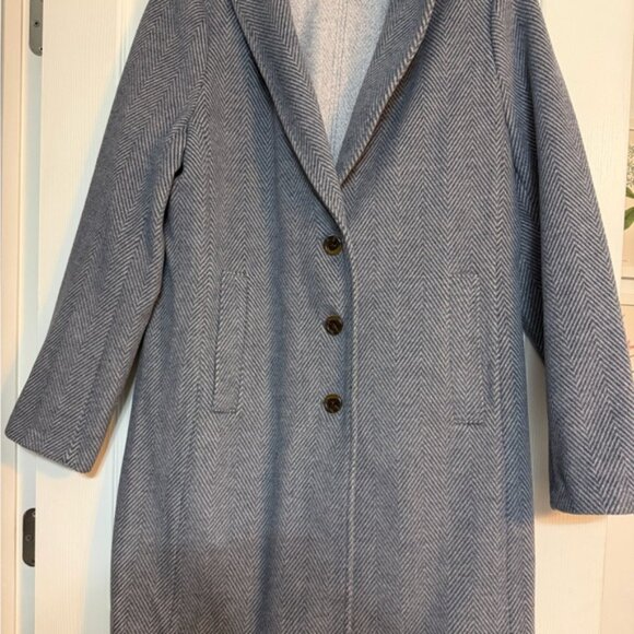 J. Crew Factory Herringbone Topcoat Blue EUC sz 12 - Picture 7 of 8